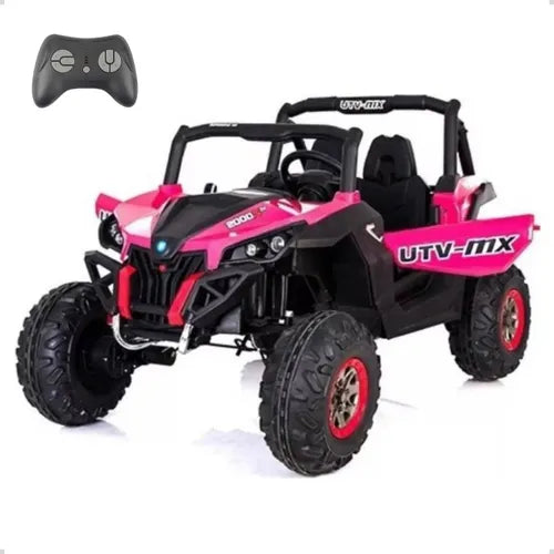 Jeep Életrico UTV-MX Infantil Controle Remoto Pneu Borracha E Dvd Rosa-chiclete