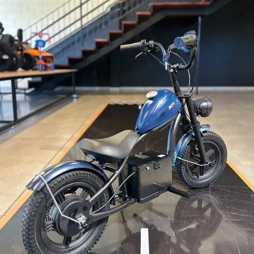 Moto Elétrica Infantil Harley 24v Com Pneu De Borracha - Led Azul-marinho
