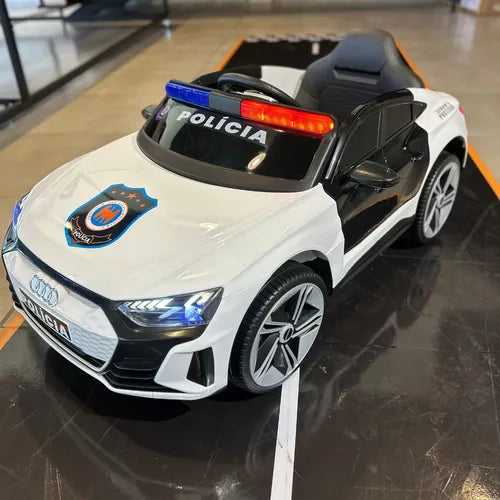 Carrinho Elétrico Infantil Polícia Audi - Bateria - Controle Branco