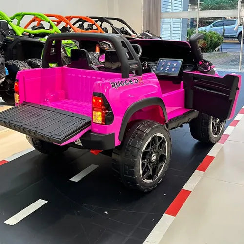 Mini Carrinho Eletrico Hilux 2 Lugares Pneu De Borracha Dvd