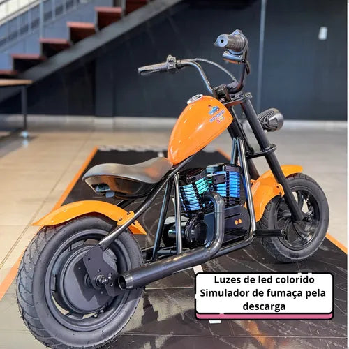 Moto Elétrica Custom - Harley 24v Com Pneu De Borracha - Som Laranja