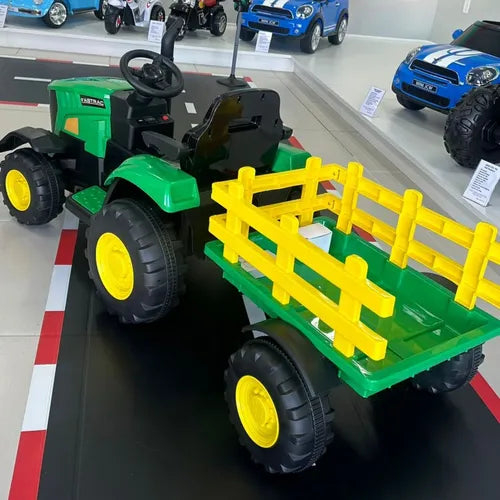 Trator Elétrico Infantil Vermelho 12v Controle Remoto E Mp3 Verde