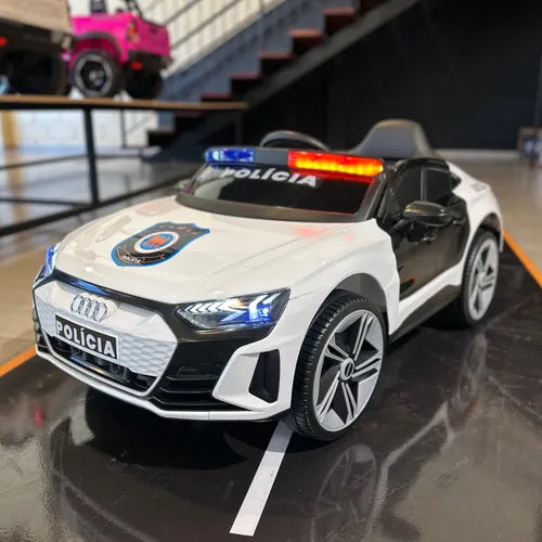 Carrinho Elétrico Infantil Polícia Audi - Bateria - Controle Branco