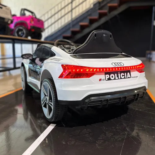 Carrinho Elétrico Infantil Polícia Audi - Bateria - Controle Branco