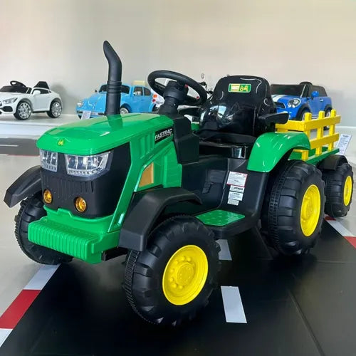Trator Elétrico Infantil Vermelho 12v Controle Remoto E Mp3 Verde