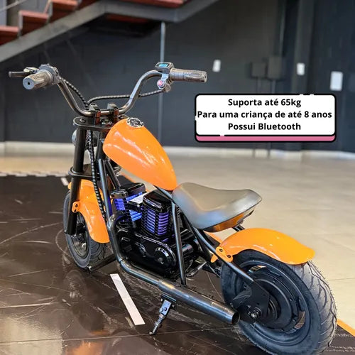 Moto Elétrica Custom - Harley 24v Com Pneu De Borracha - Som Laranja
