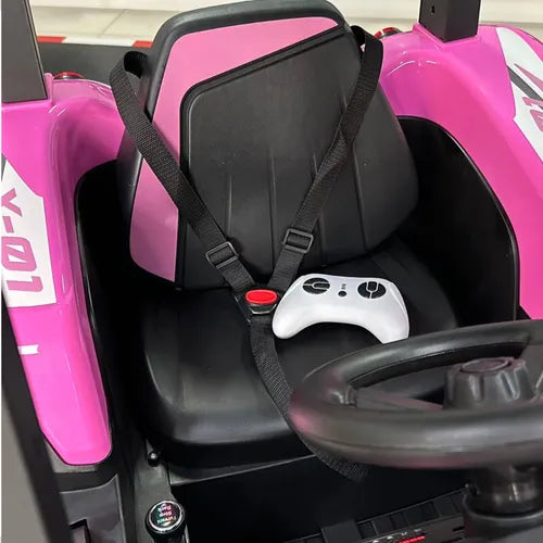 Trator Elétrico Infantil Rosa Com Bateria Capota Luz E Som