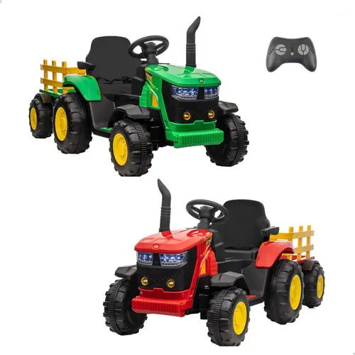 Trator Elétrico Infantil Vermelho 12v Controle Remoto E Mp3 Verde
