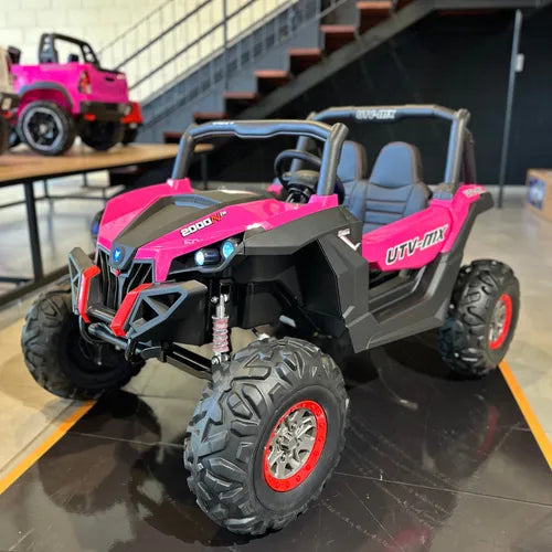 Jeep Életrico UTV-MX Infantil Controle Remoto Pneu Borracha E Dvd Rosa-chiclete