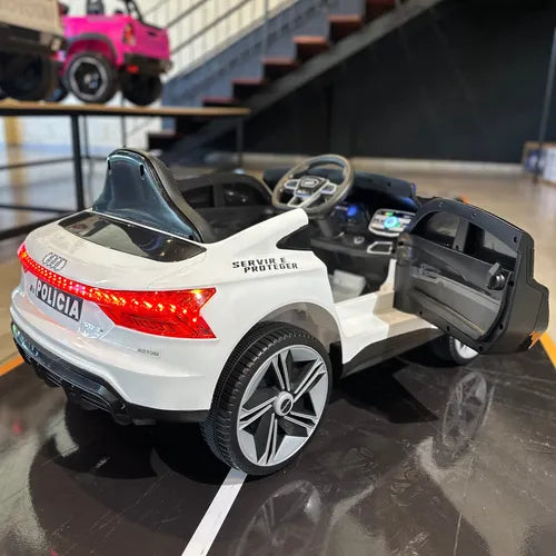 Carrinho Elétrico Infantil Polícia Audi - Bateria - Controle Branco