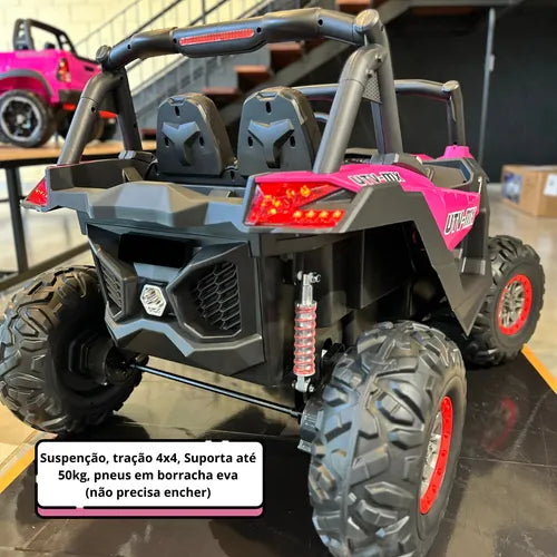 Jeep Életrico UTV-MX Infantil Controle Remoto Pneu Borracha E Dvd Rosa-chiclete