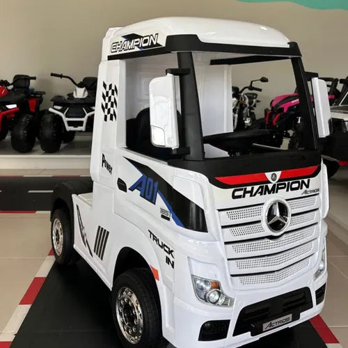 Caminhão Elétrico Infantil Mercedes Mp3 Som Luz De Led Usb Branco
