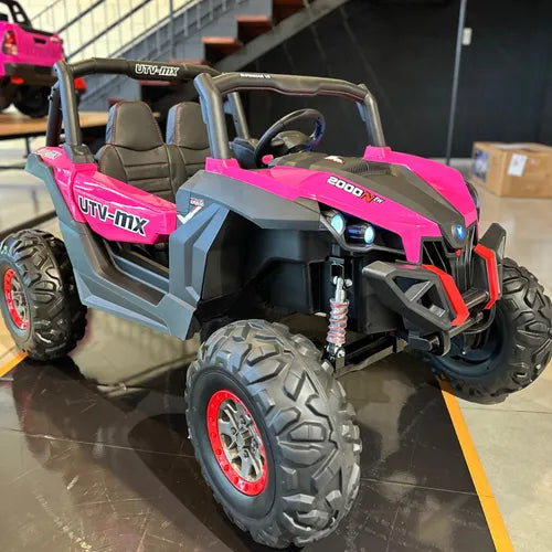 Jeep Életrico UTV-MX Infantil Controle Remoto Pneu Borracha E Dvd Rosa-chiclete